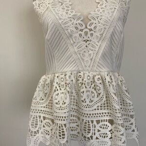 Self Portrait White Lace Women Halter Top